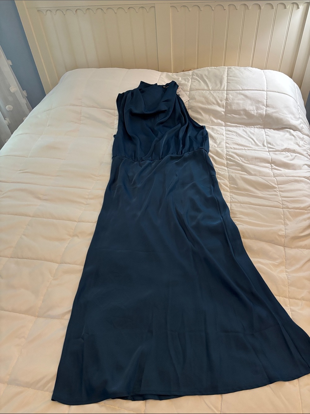 Cowl Neck Navy Blue Maxi Dress